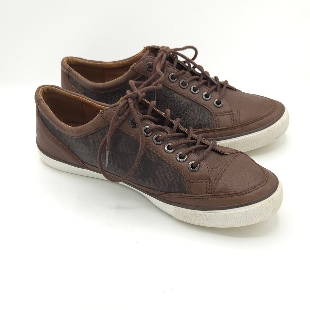 Coach Porter Men's Size 9 Low Top Brown Leather Sneakers - Picture 3 of 9